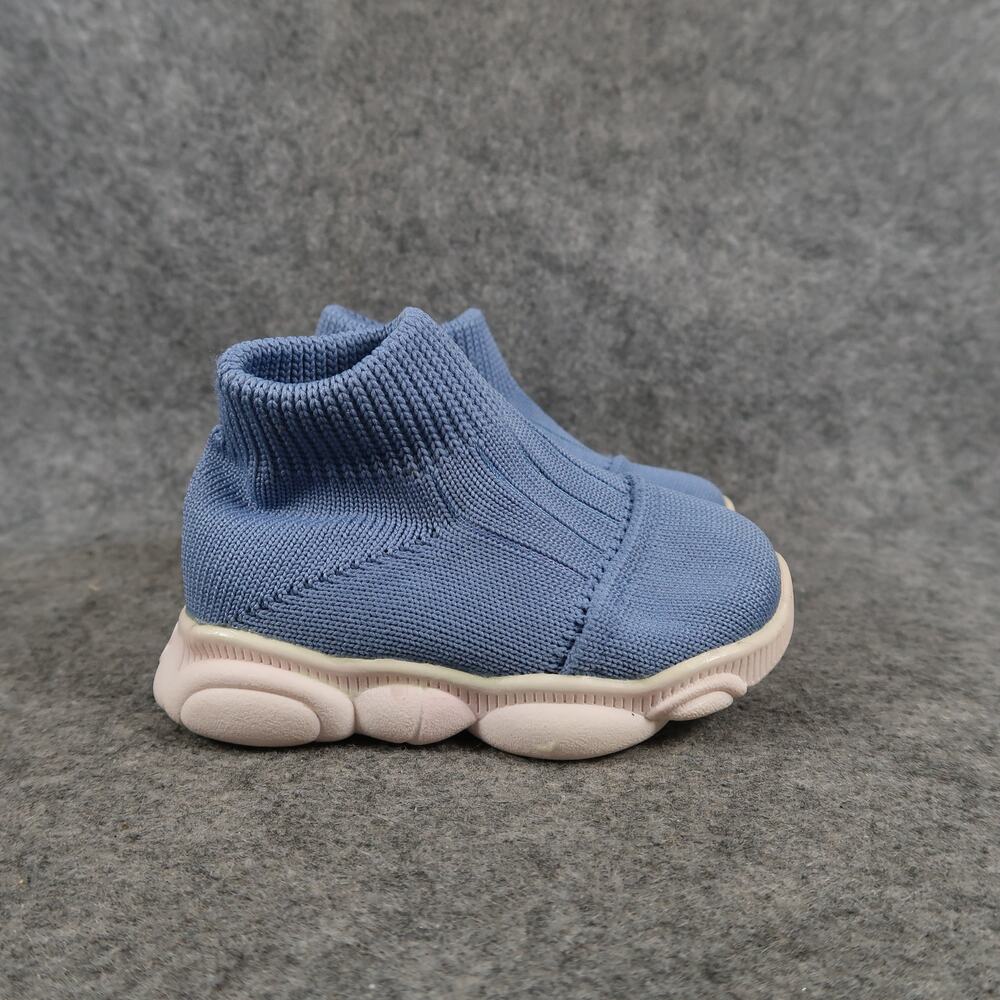 Baby Toddler Shoes Size 4 Sock Sneaker Pull On Knit Blue Casual Girl Boy Trainer